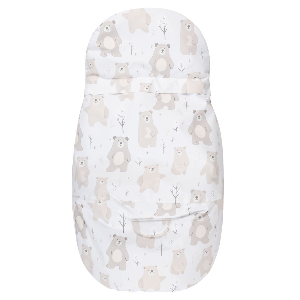 Baby Winter Footmuff – Bear Print White / Beige, One Size