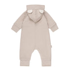 Bear-Ear Cotton-Lined Merino Wool Baby Overall – Beige