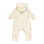 Bear-Ear Cotton-Lined Merino Wool Baby Overall – White