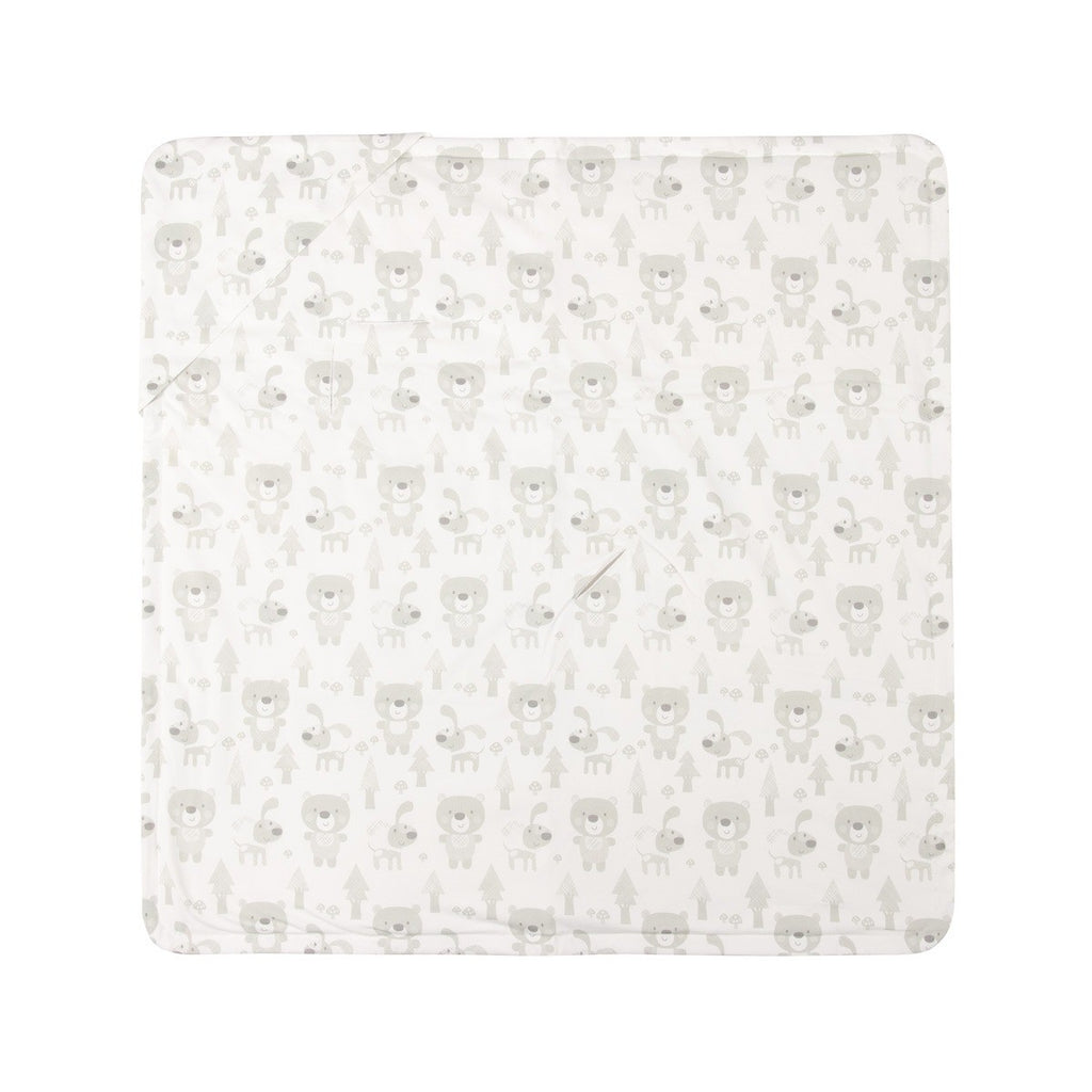 Beige and White Baby Blanket with Harness Slots