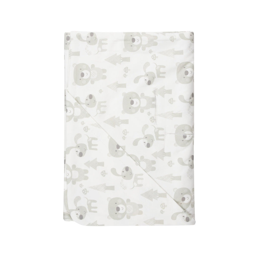Beige and White Baby Blanket with Harness Slots