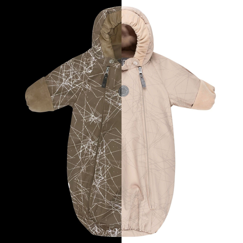 Beige Reflective Merino Wool-Lined Spring/Autumn Bunting Pram Suit