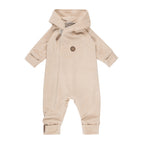 Beige Velvet Baby Overall with Merino Wool Lining