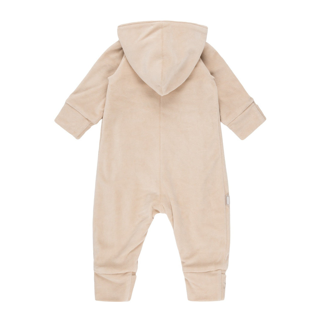 Beige Velvet Baby Overall with Merino Wool Lining