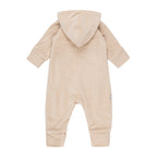 Beige Velvet Baby Overall with Merino Wool Lining