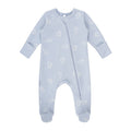 Blue Cotton Baby Romper with Integrated Feet