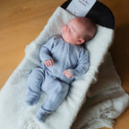 Blue Cotton Baby Romper with Integrated Feet