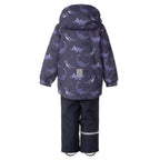 Blue Dinosaur Print Spring/Autumn Jacket and Bib Pants Set