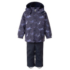 Blue Dinosaur Print Spring/Autumn Jacket and Bib Pants Set