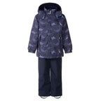 Blue Dinosaur Print Spring/Autumn Jacket and Dungaree Trousers Set