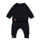 Children’s Merino Wool Top and Trousers Set – Black