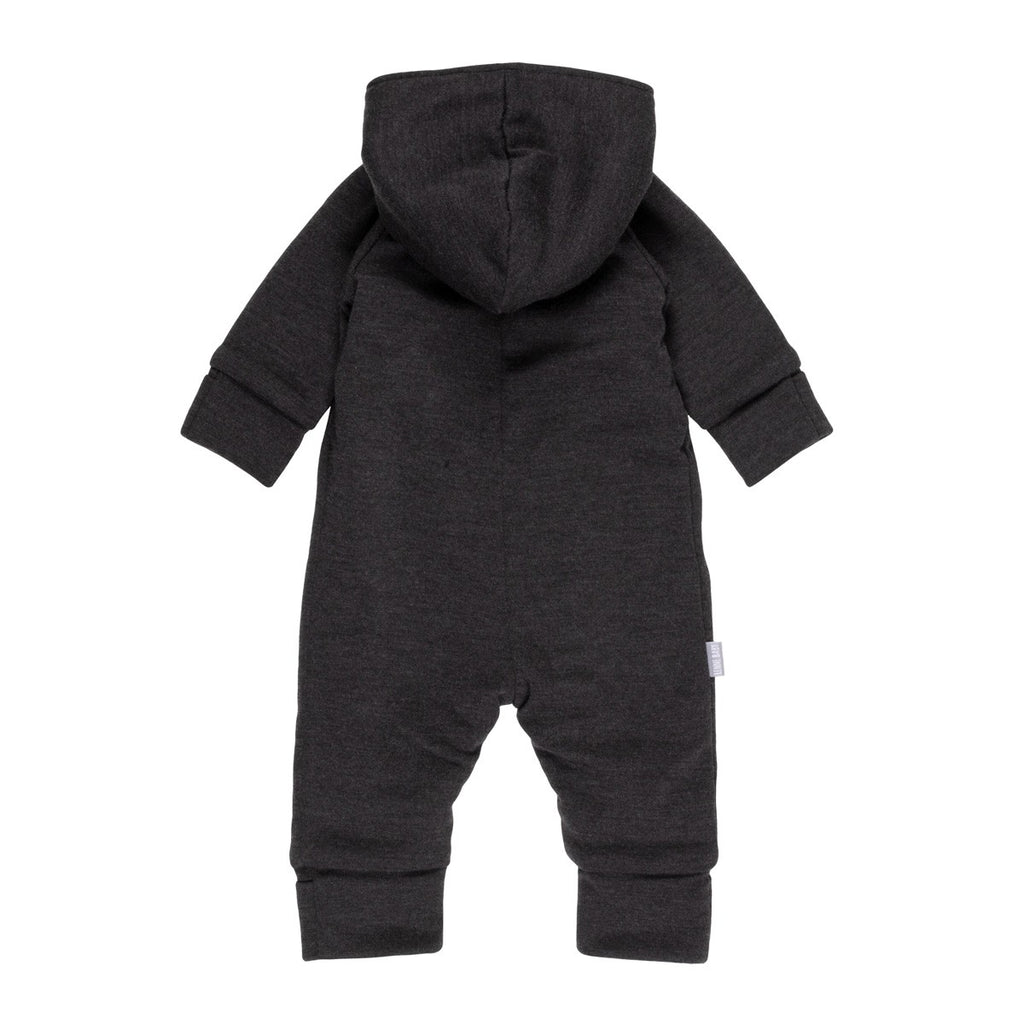 Cotton-Lined Merino Wool Baby Overall – Dark Grey