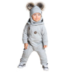 Cotton-Lined Merino Wool Baby Overall – Light Grey