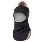 Dark Grey Merino Wool Pom-Pom Balaclava