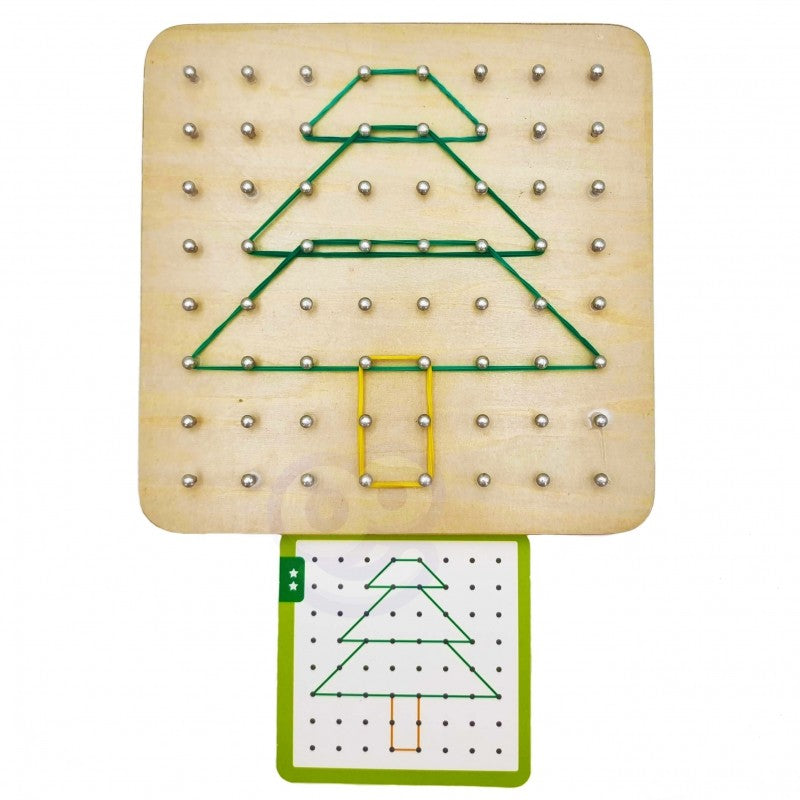 Geoplan on Rubber Bands Wooden Puzzle, 69 pcs