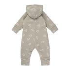 Khaki Green Cotton Fleece Baby Romper with Hood