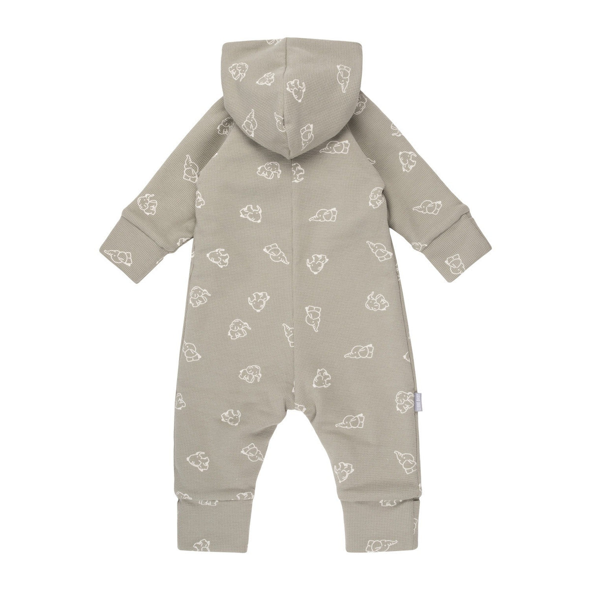 Khaki Green Cotton Fleece Baby Romper with Hood