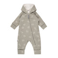 Khaki Green Cotton Fleece Baby Romper with Hood