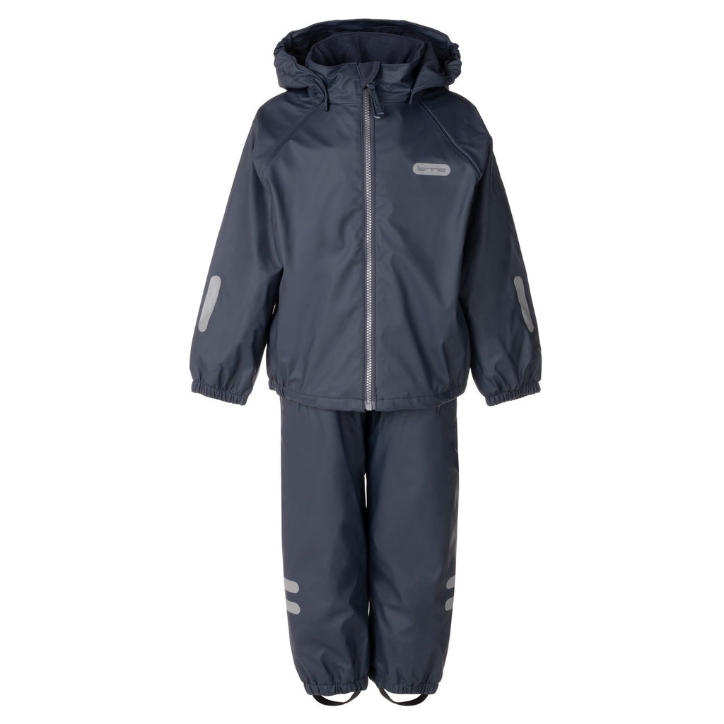 Kids’ Fleece-Lined Rain Jacket and Dungaree Set – Navy Blue