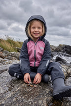Kids’ Fleece-Lined Rain Jacket and Dungaree Set – Pink and Blue