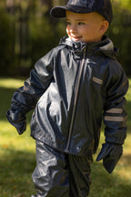 Kids’ Rain Jacket and Dungaree Set – Navy Blue