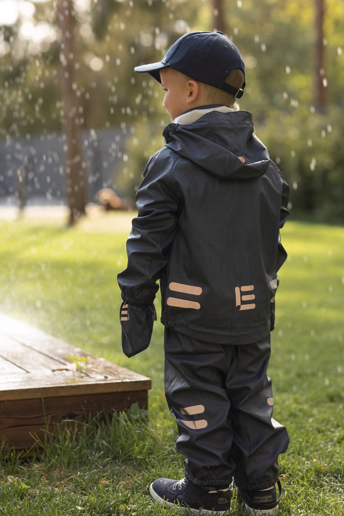 Kids’ Rain Jacket and Dungaree Set – Navy Blue