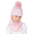 Light Pink Merino Wool Pom-Pom Balaclava