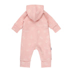 Pink Cotton Fleece Baby Romper with Hood
