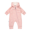 Pink Cotton Fleece Baby Romper with Hood