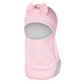 Pink Merino Wool-Lined Autumn-Winter Balaclava with Bow