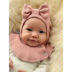 Pink Pointelle Cotton Baby Balaclava with Bow