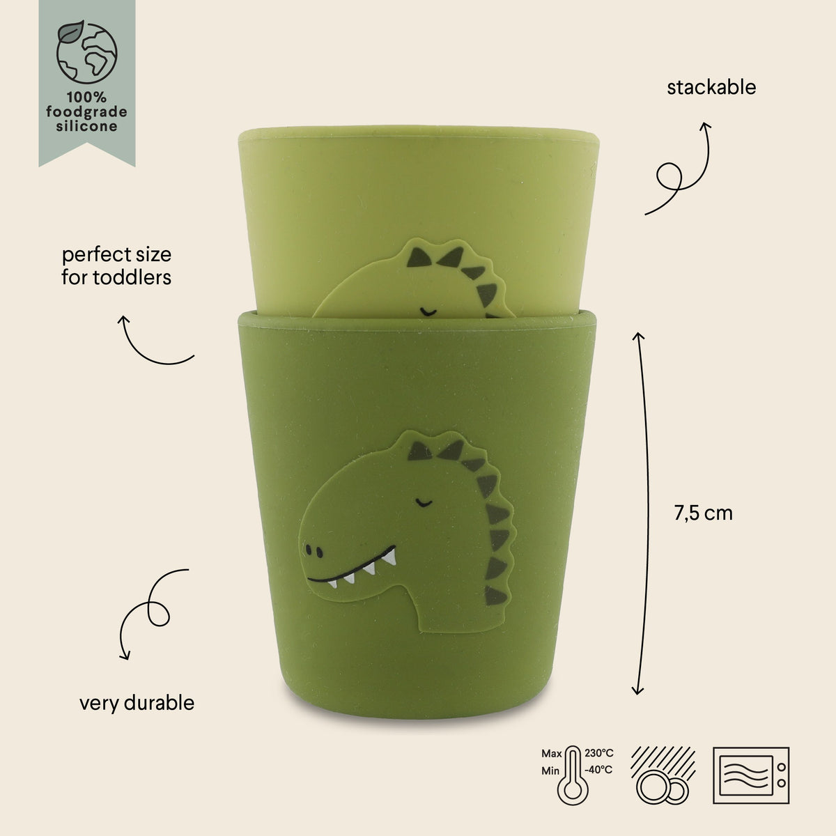 Silicone Cups, 2-Pack - Mr. Dino