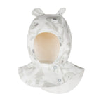 White and Beige Bear-Print Cotton Baby Balaclava