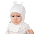 White Double-Layer Cotton Baby Balaclava with Ears