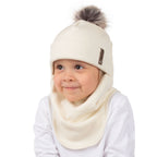 White Merino Wool Pom-Pom Balaclava