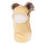 Yellow Merino Wool Double Pom-Pom Balaclava